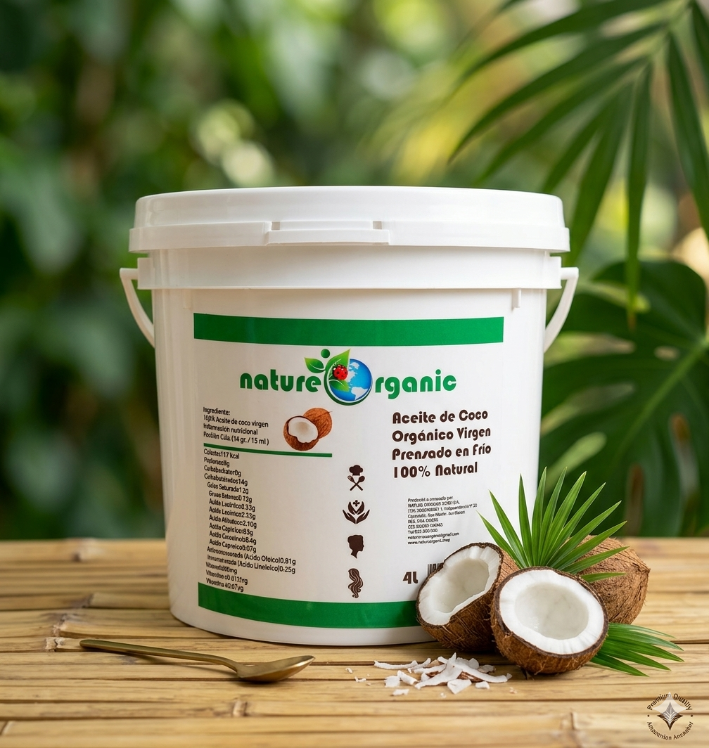 Aceite de Coco Orgánico Virgen Prensado en Frío Premium - 4 Litros | Nature Organic
