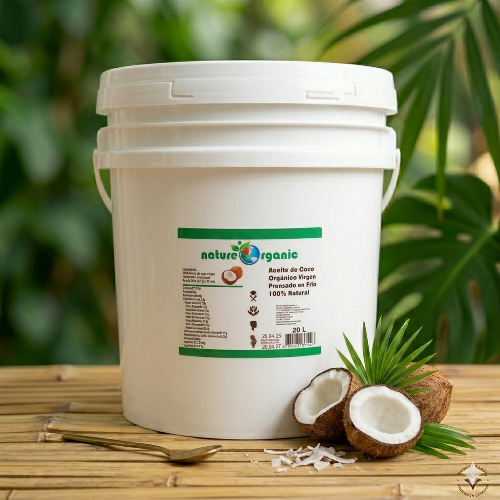 Aceite de Coco Orgánico Virgen Prensado en Frío - Balde 20 Litros | Al Por Mayor Nature Organic